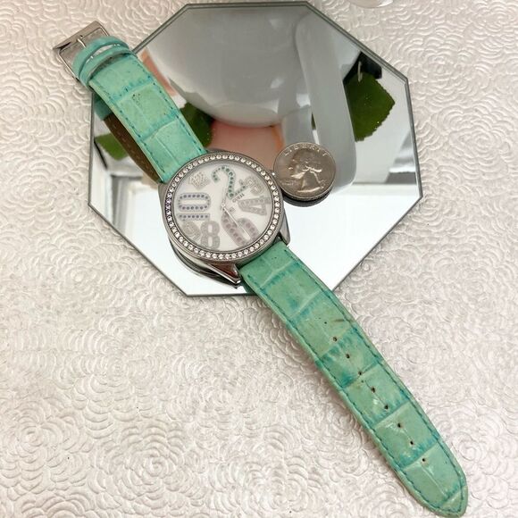 Guess Crystal Accented Bezel and Dial Large Face Watch with Leather Strap - Picture 7 of 15